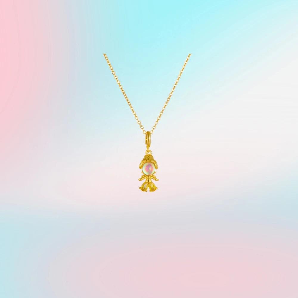 Fashionable Colorful Zircon Fairy Tale Little Princess Necklace Gold-plated Universal Chain Clavicle Chain Sweet Temperament