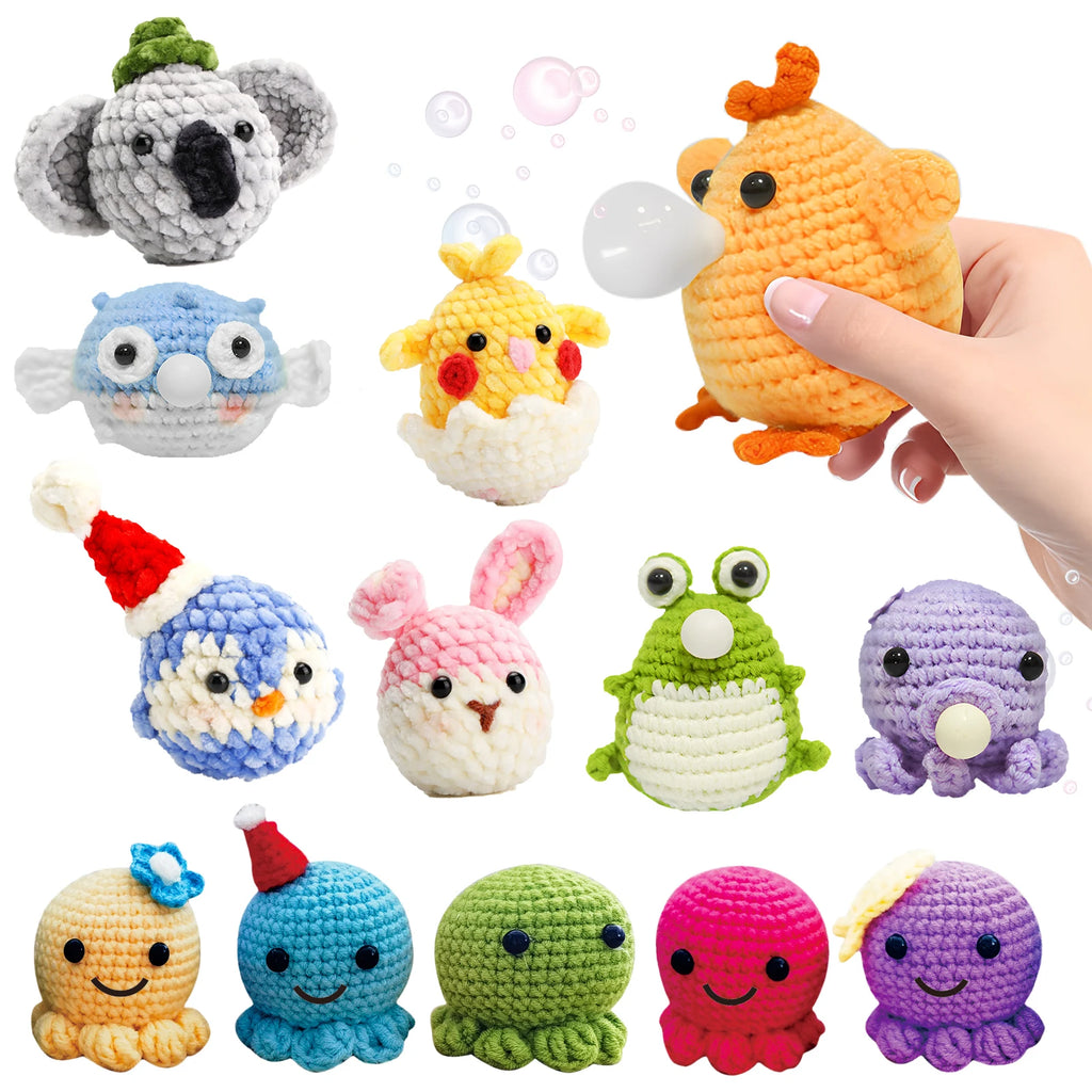 5/4pcs Animal Crochet Knitting Yarn Set DIY Braid Knitwear for Kid Adult Beginner Stitch Chenille Handwoven Craft Material Pack