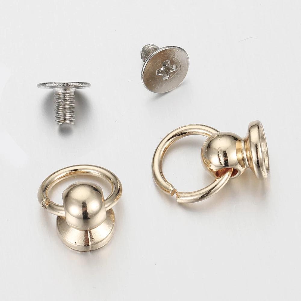 20set Metal Ball Post with O Ring Studs Rivets Nail Screw Back Round Head Spot Spikes Leather Craft Phone Case Decor Accessories