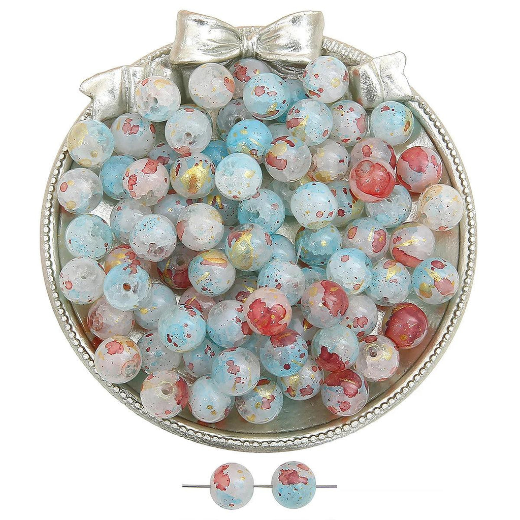 20pcs glass and jade shattered, sprinkled with gold, round beads, and loose beads DIY handmade bracelet, necklace, jewelry acces