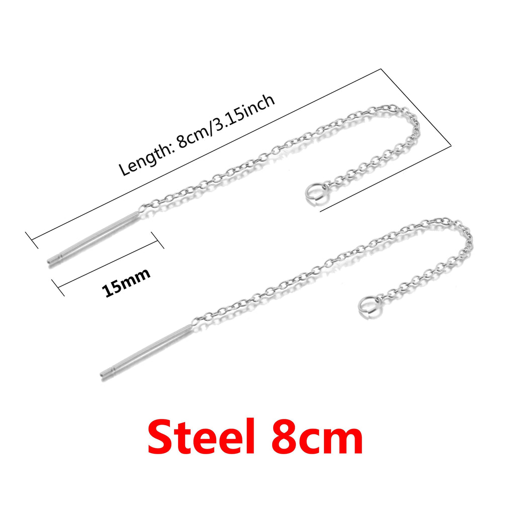 10Pcs Stainless Steel Tassel Threader Drop Dangle Earrings Long Chain Ear Line for DIY Jewelry Makings