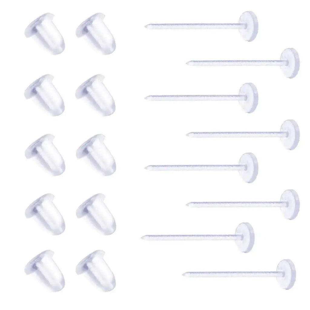 5mm Invisible Plastic Earrings Blank Pins Stud Tiny Head Findings DIY Supplies (300 Pieces/150 Pairs)