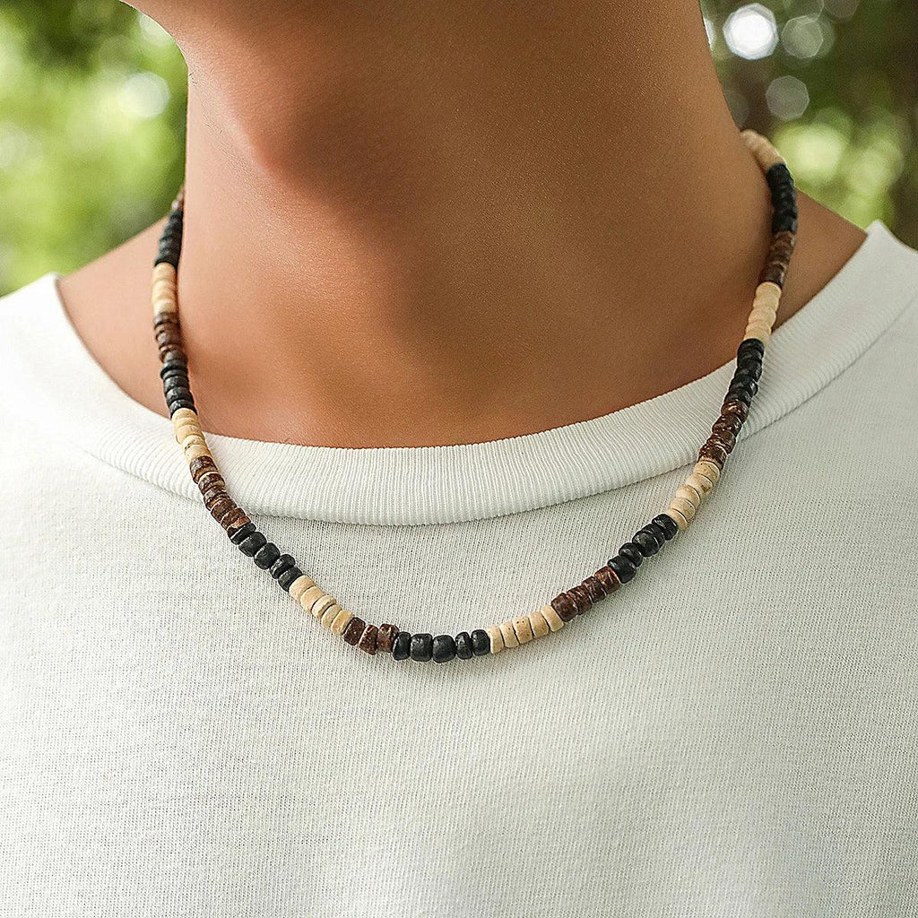 9 Styles Mens Summer Beach Wooden Beaded Surfer Necklace Simple Geometric Tribal Ethnic Handmade Chain Steampunk Male Jewelry