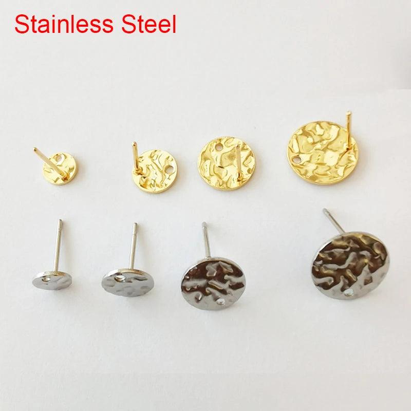 20pcs/lot Hypoallergenic Stainless Steel Earring Stud Gold Color 6 8 10 12 mm Earrings Hooks For Diy Jewelry Making Supplies
