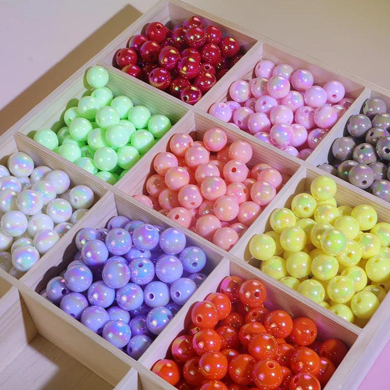 15/30/50/100Pcs 16MM UV Electroplated Acrylic Beads Lmitation Natural Pearls Bracelet Made By Hand DIY Jewelry Accessories