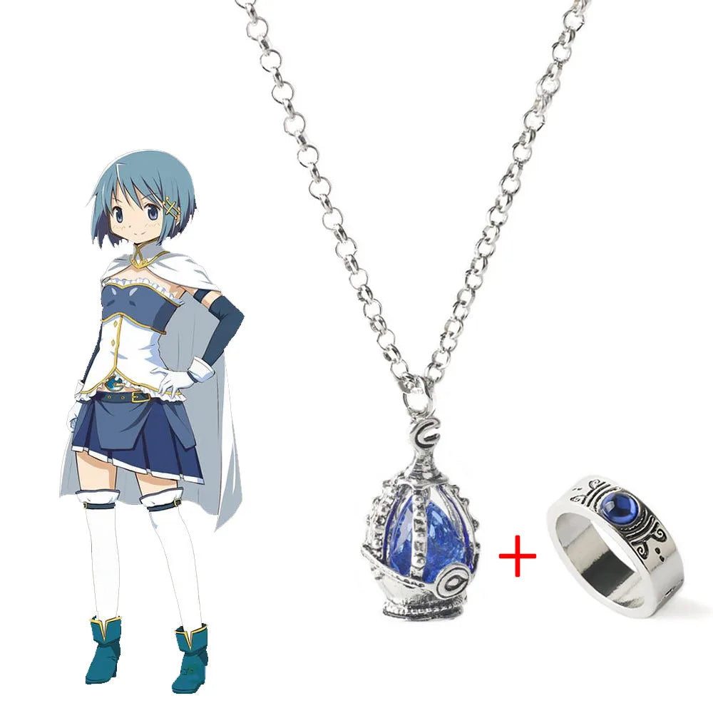 Anime Puella Magi Madoka Magica Cosplay Soul Gem Pendant Necklace Whith Ring set peripheral Jewel wholesale