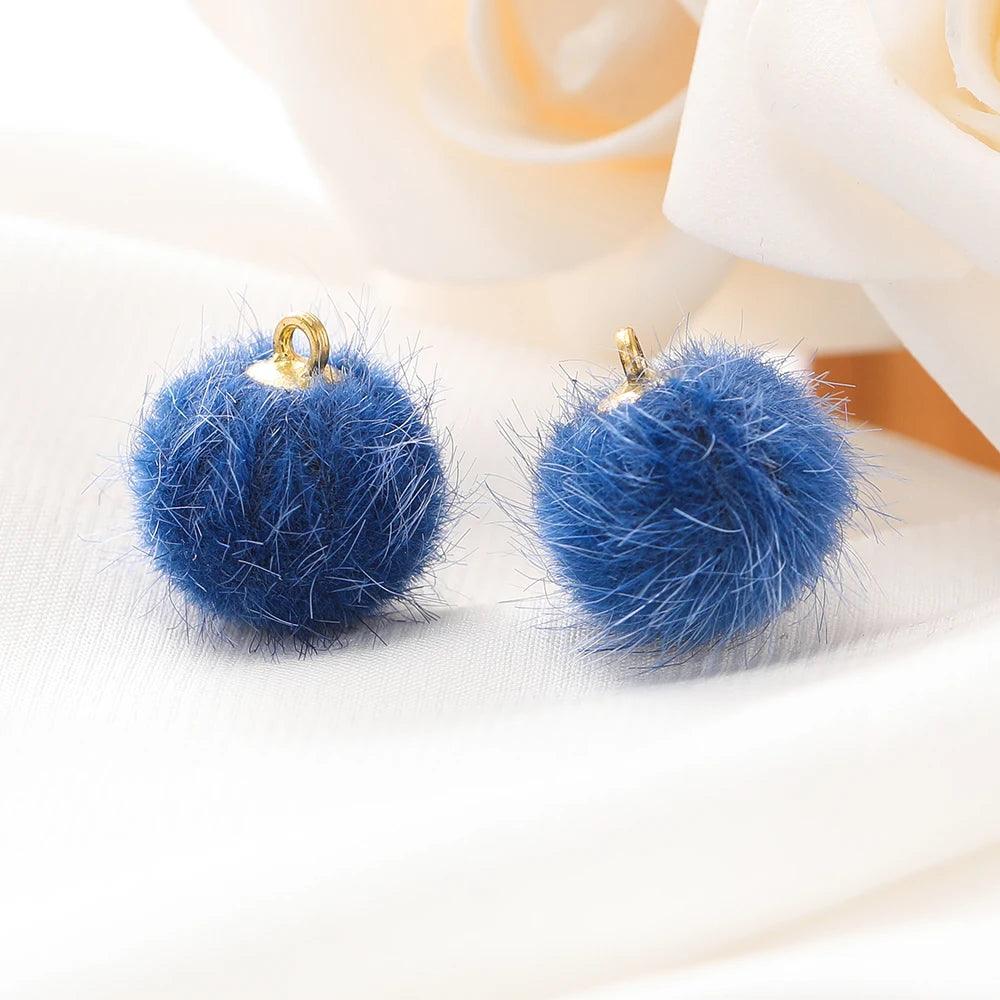 10pcs Plush Fur Covered Ball Beads Charms Pompom Beads Pendant for DIY Necklace Earring Bracelet Pendant Jewelry Making Supplies