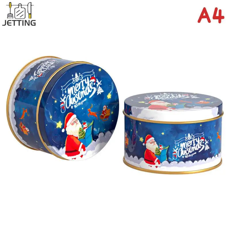 Christmas Old Man Candy Tins Decorative Round Tinplate Boxes Xmas Candy Cookie Packaging Jar Candle Containers Candy Box Gift