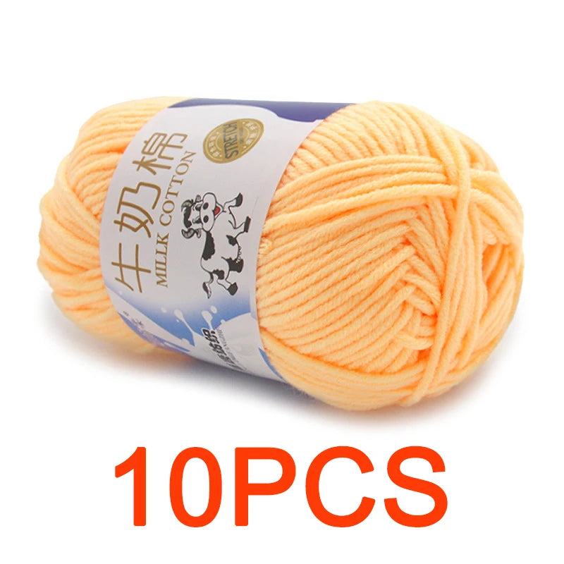 10 Pieces Milk Cotton Knitting Yarn Soft Warm Yarn for Hand Knitting and Crochet Projects