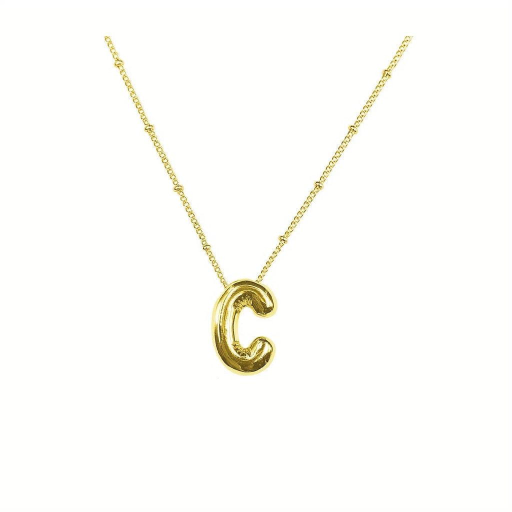 Delicate Bubble Letter Pendant Accessories Temperament Fashionable 26 English Letter Initials Pendant Necklace for Womens