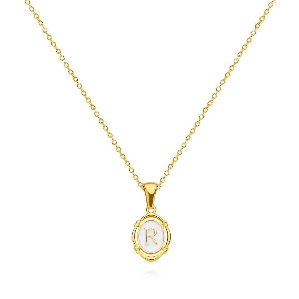 Stainless Steels Drip Oil 26 Letter oval Necklaces for Women Alphabet A-Z Initials Pendant Necklace Aesthetic Jewelry Gift