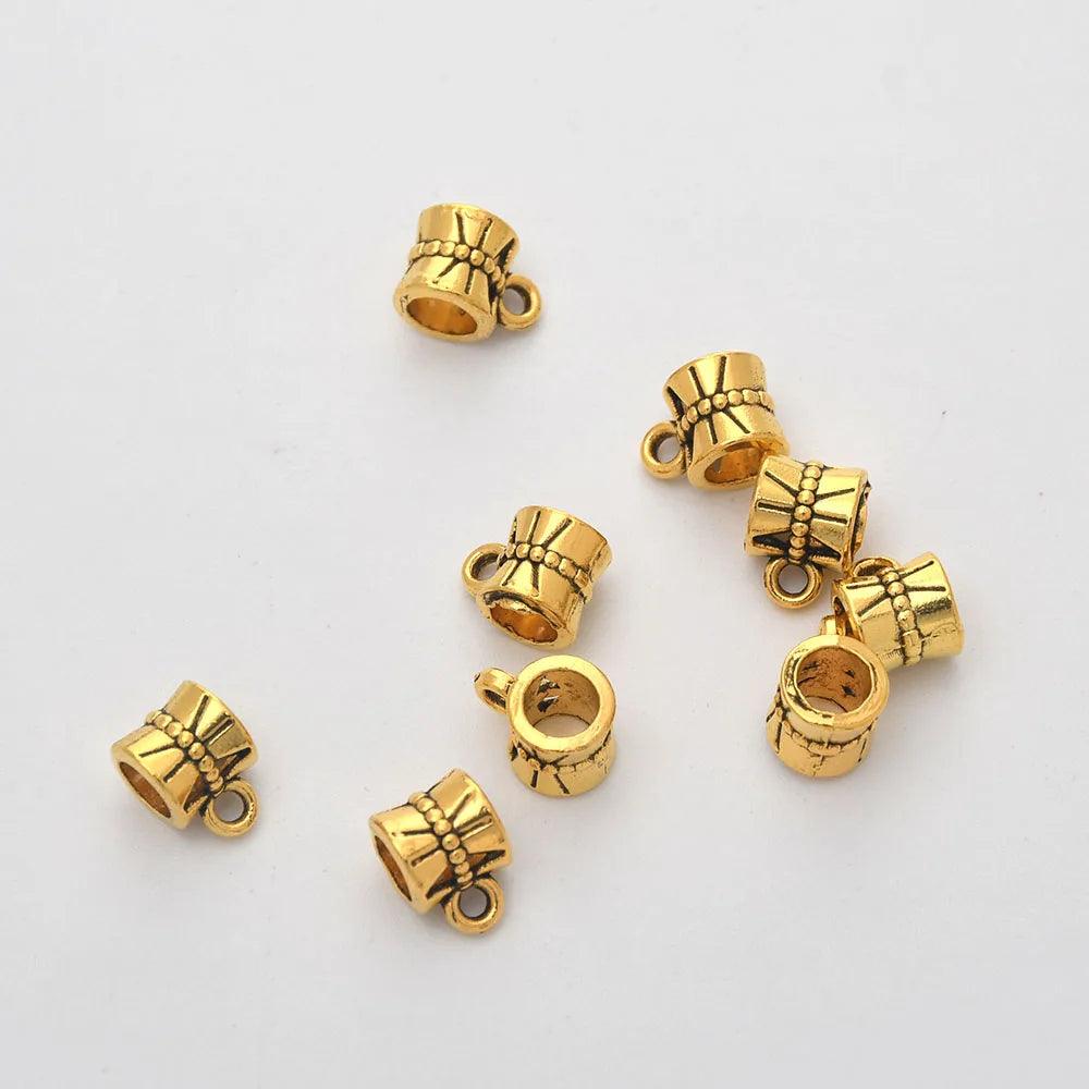 30Pcs Antique Tibetan Silver Connector Bail Tube Beads Spacer Bead Hanger For Jewelry Making Fit European Charm Bracelet Pendant