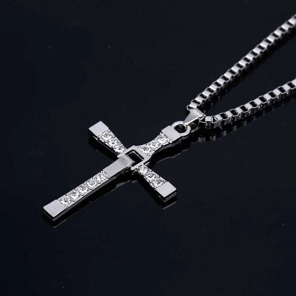 Fashion Crucifix Jesus Christ Men Jewelry Gold Brown Silver Color Metal Cross Pendant With Neck Chain Necklaces For Women