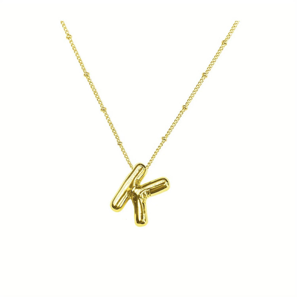 Delicate Bubble Letter Pendant Accessories Temperament Fashionable 26 English Letter Initials Pendant Necklace for Womens