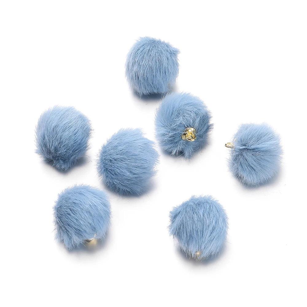10pcs 17mm Plush Fur Covered Ball Beads Charms Pompom Beads Pendant for DIY Earring Bag Keychain Pendant Jewelry Making Supplies