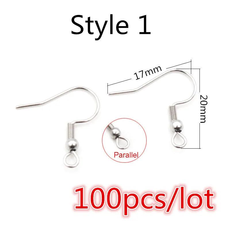 (Never Fade) High Quality 316 Stainless Steel DIY Earring Findings Clasps Hooks Jewelry Making Accessories Earwire