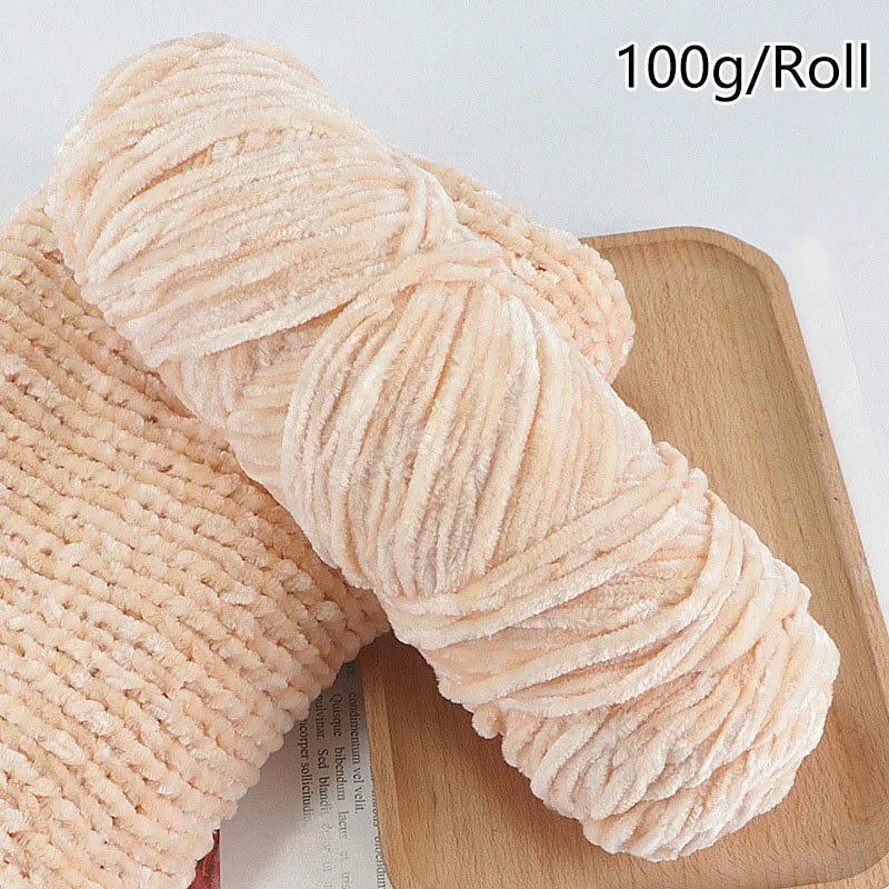 Chenille Gold Velvet Yarn Soft Warm Hand Knitted Crochet Thread for Scarves Hats and Sewing Accessories