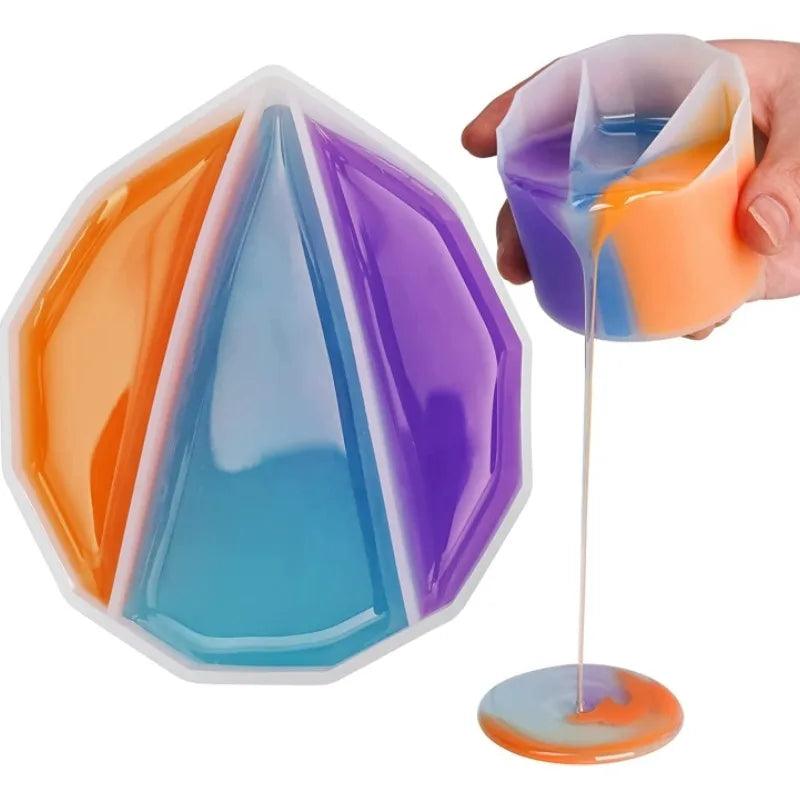 Round Silicone Split Pouring Cups for Fluid Art Reusable, Multi-Color Acrylic & Resin Paint Guide