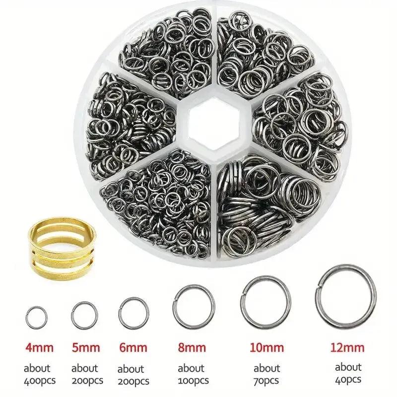 Mixed 6 Sizes Open Jump Rings, 4mm 5mm 6mm 8mm 10mm 12mm Jump Ring Jewelry Keychain For Jewelry Making Accessories