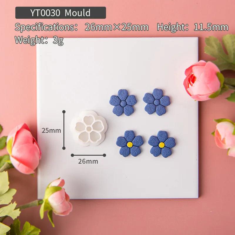New Flowers Polymer Clay Mold Cutter Flower Leaf Combination Soft Pottery Mold DIY Earring Jewelry Pendant Cutting Die 3D Mould
