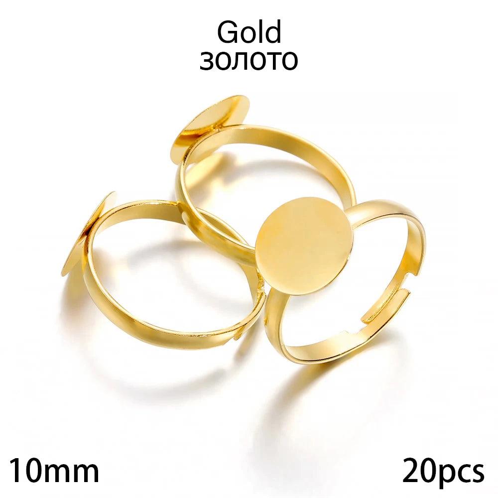 20-40Pcs/lot 7-10mm Metal Adjustable Blank Rings Setting For DIY Handmade Ring Jewelry Making Finding Supplies Accessories