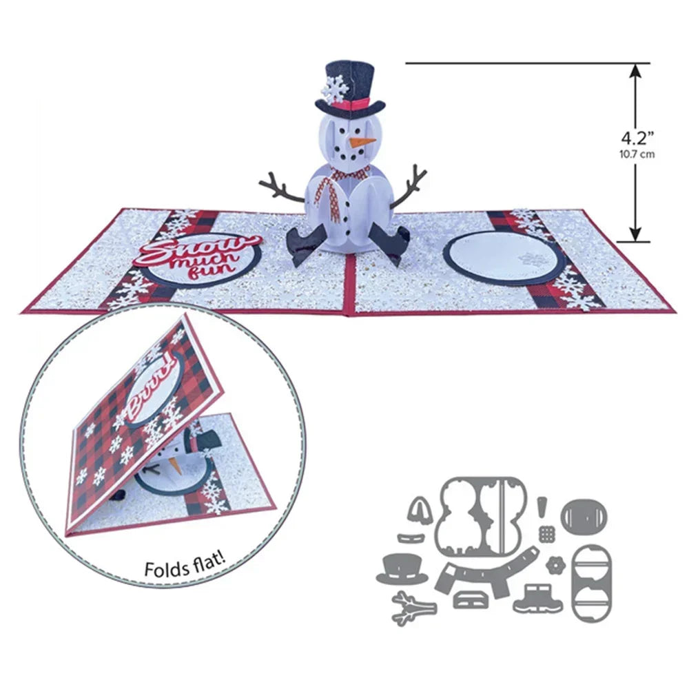 Christmas Snowman Fireplace Street Lantern Pop Up Long Nature Edges Metal Cutting Dies for DIY Scrapbooking Card Craft Making