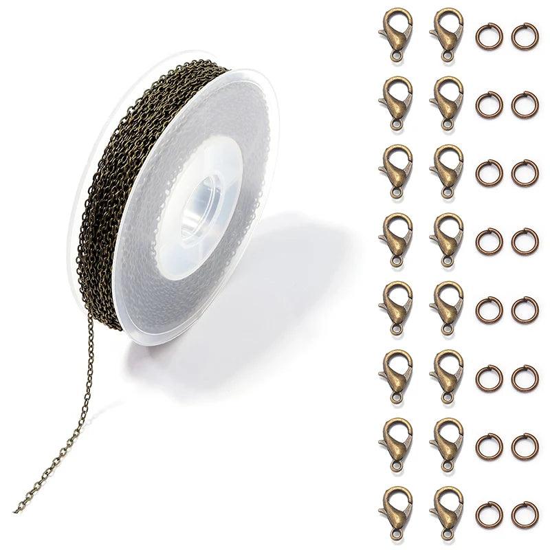 3 m/Roll Metal Iron Cross Chain Set Oval Link Chains Roll for Jewelry Making DIY Bracelet Necklace Decoration Metal Accessories