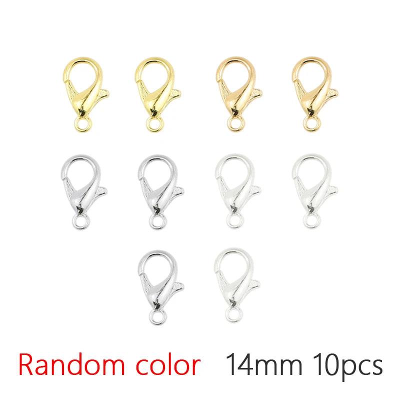 10pcs/lot 10-14mm Metal Lobster Clasps Jewelry Making Components DIY Bracelet Necklace Carabiner Findings Hooks Chain Closure