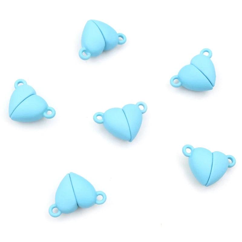 5 Sets  Love Heart Round Shaped Magnetic Connected Clasps Beads Charms End Caps for DIY Couple Bracelet Necklace Making