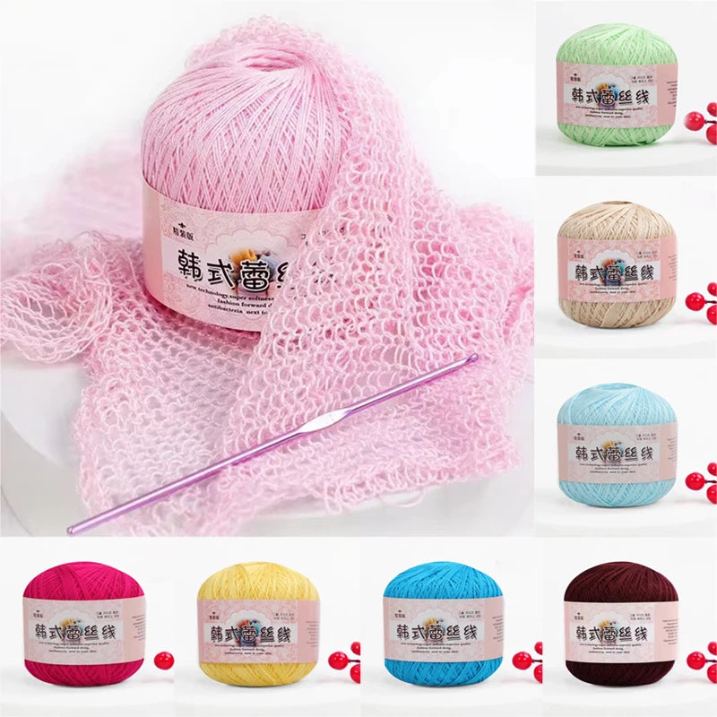 Pure Cotton Lace Crochet Thread No 8 Ice Silk 50g Yarn