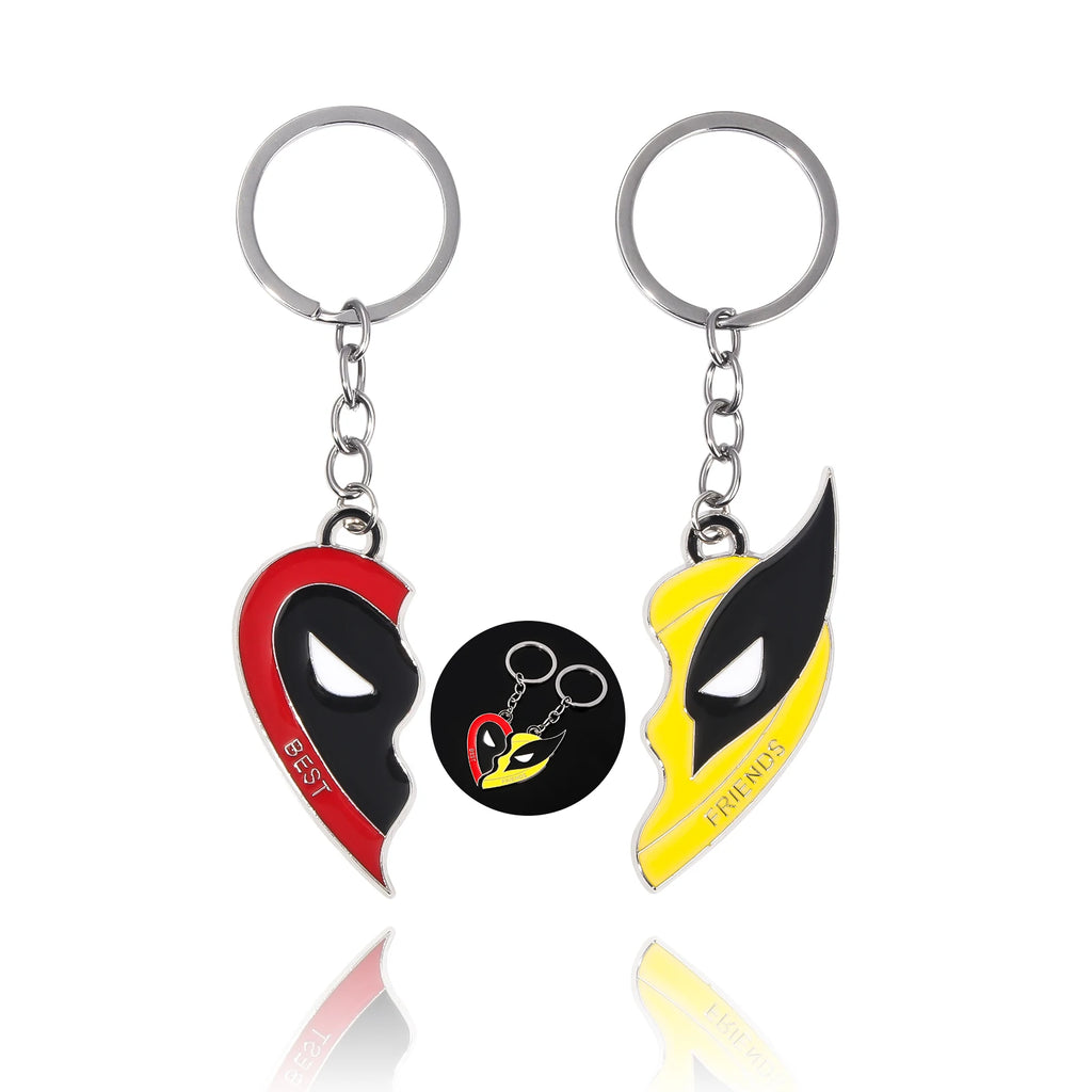 Deadpool and Wolverine Best Friends Necklace Set Split Heart Matching Pendant Necklace for Women Men Cosplay Jewelry Gift