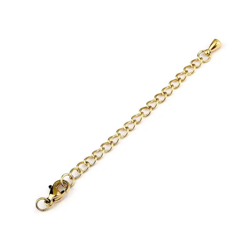 5pcs Stainless Steel Extension Extended Tail Chains With Lobster Clasps Connectors Findings For Bracelet Necklace Tail Chain