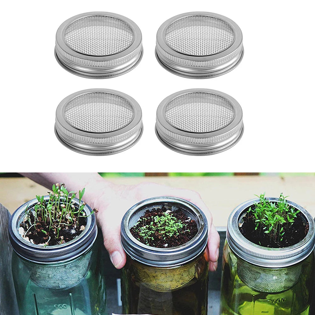 4pcs 70mm Stainless Steel Strainer Sprouting Cover Lid Utensils For Kitchen For Jar Sprout Kitchen Gadgets Kitchen Item