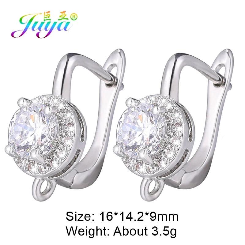 Juya DIY Women's Earring Making 18K Gold Silver Plated Basic Antiallergic Fixtures Ear Wire Fastener Hooks Accessories Supplies