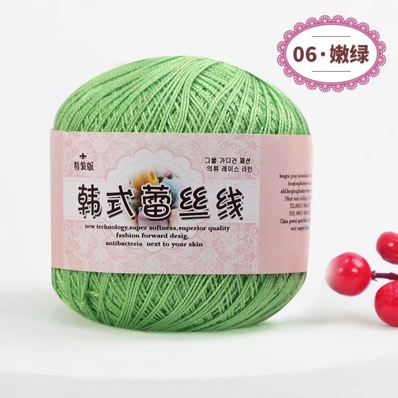 Pure Cotton Lace Crochet Thread No 8 Ice Silk 50g Yarn