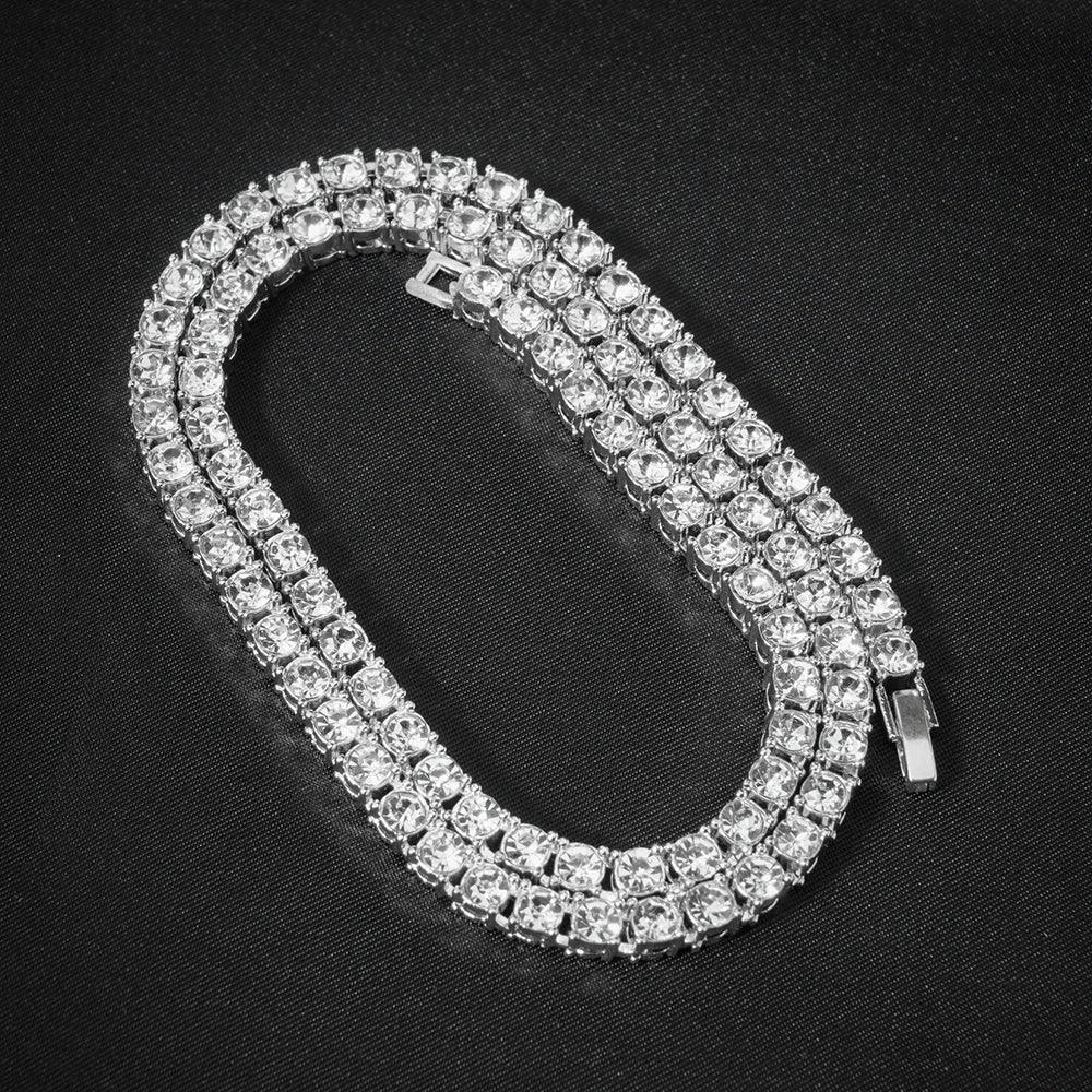 Hip Hop Shiny 14MM Cuban Link Chain Necklace Women Men Silver Color Rhinestone Iced Out Cuban Chain Punk Jewelry Necklace Gift