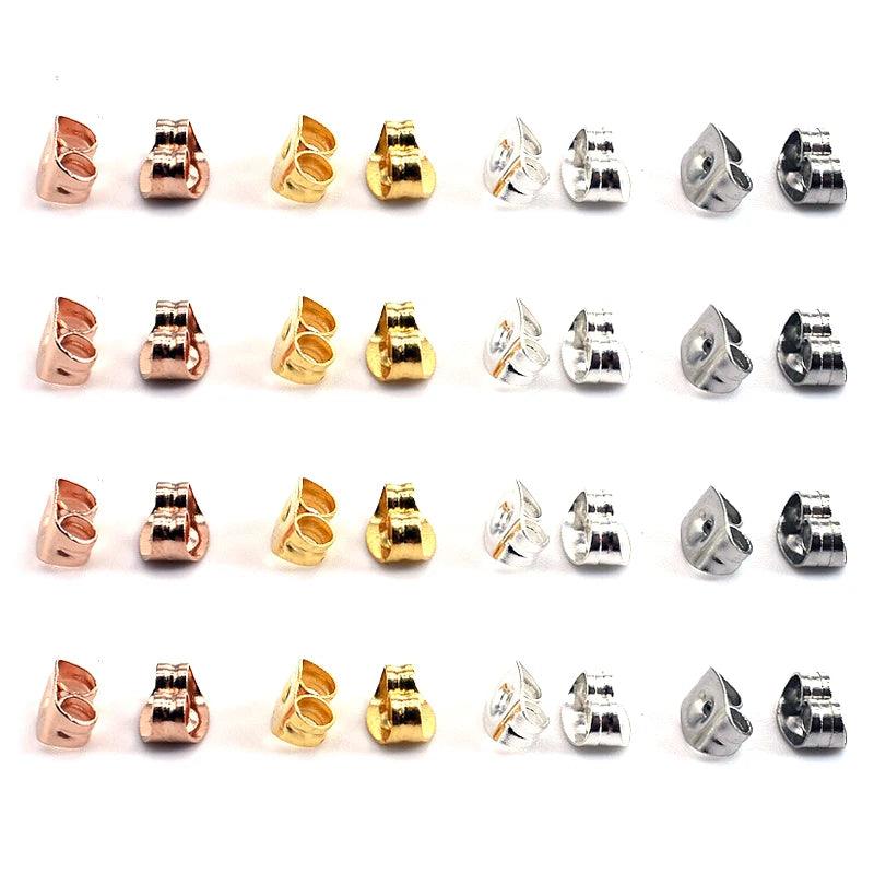 100pcs Butterfly Shape Earring Backs Hypoallergenic Secure Ear Locking Stainless Steel Earring Cap for Stud Earrings Ear Nut