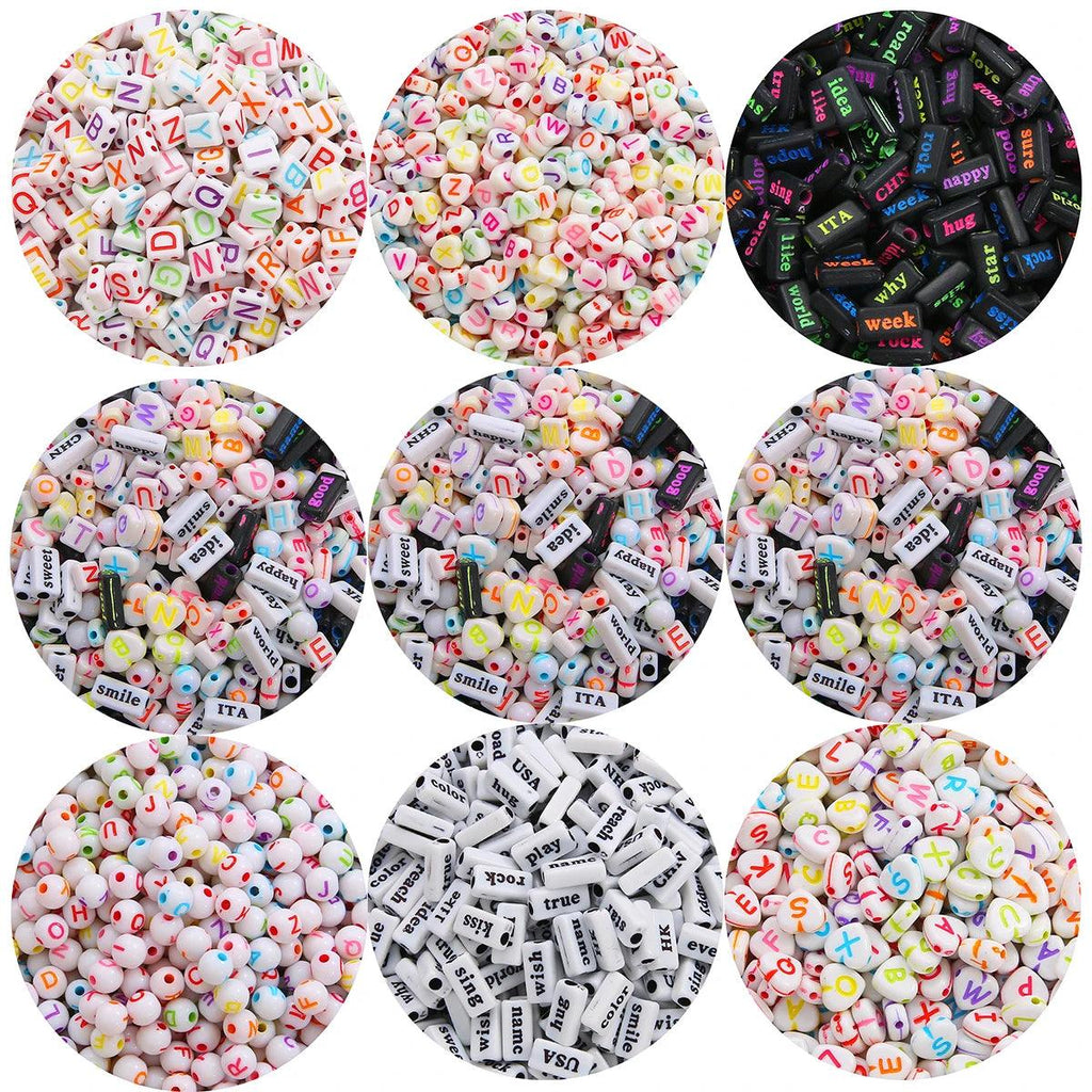 4-15mm Black White Mixed Letter Acrylic Beads Round Flat Alphabet Spacer Beads For Jewelry Making Handmade Diy Bracelet Necklace