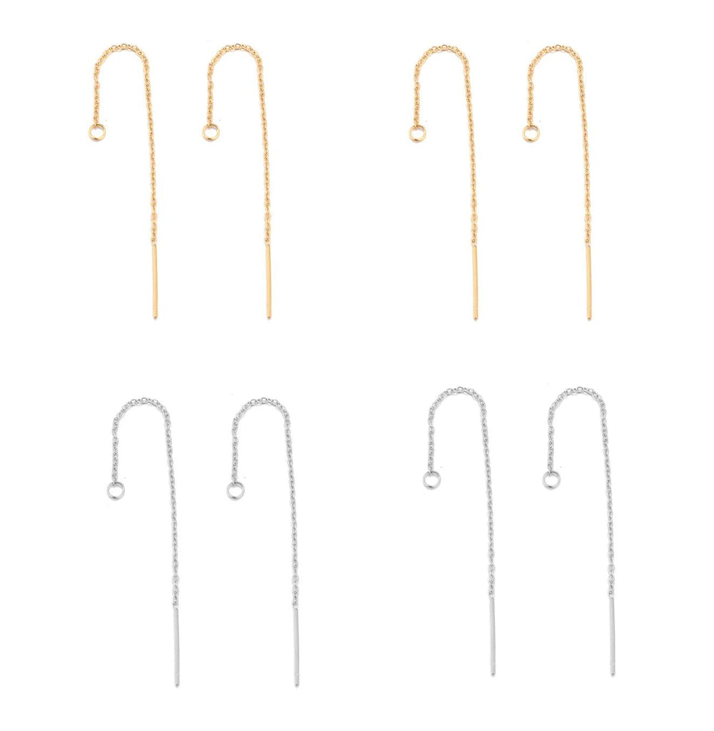 10Pcs Stainless Steel Tassel Threader Drop Dangle Earrings Long Chain Ear Line for DIY Jewelry Makings