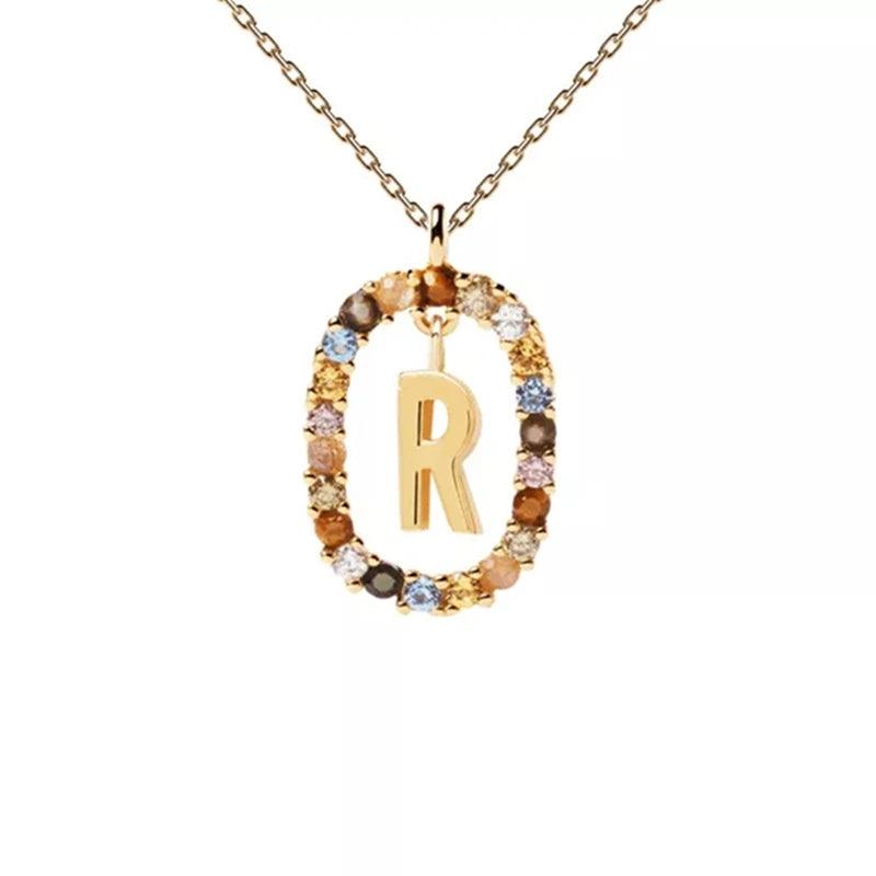 Fashion Hot Creative A-Z Letter Pendant Necklace For Woman Color Jewelry Sweet and Versatile Adjustable Chain Lobster Clasp