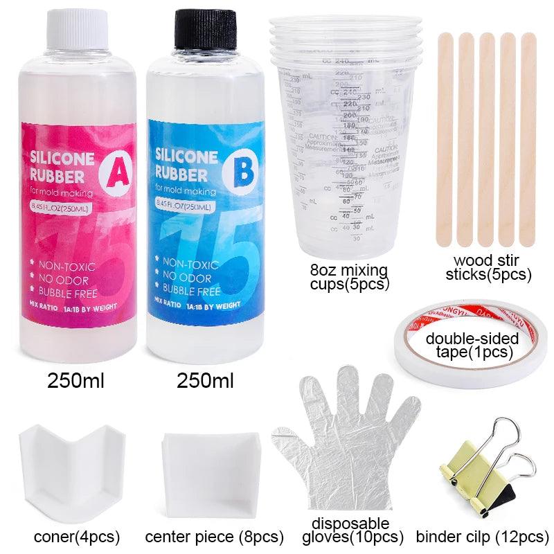 Silicone Mold Making Trial Kit Fast Cure Mold Making Silicone Rubber Platinum Cured Molding Silicone for Casting Resin Molds