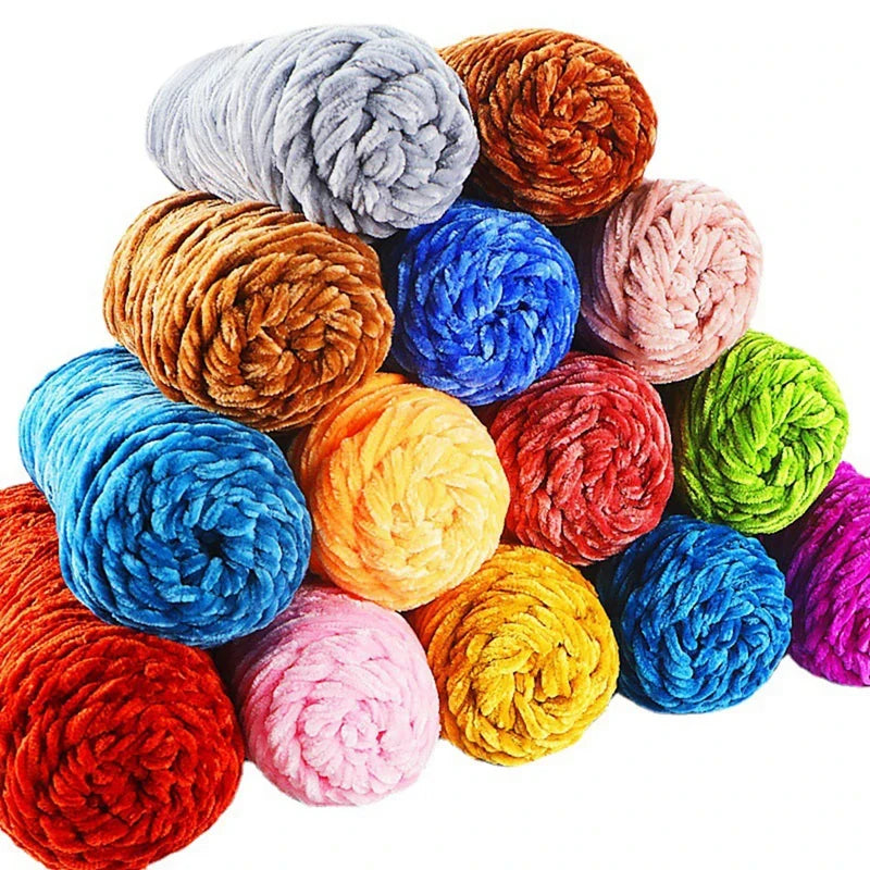 Chenille Soft Velvet Yarn 95g Blended Knitting Wool for Handmade Scarf Coat Baby Blanket and Hat