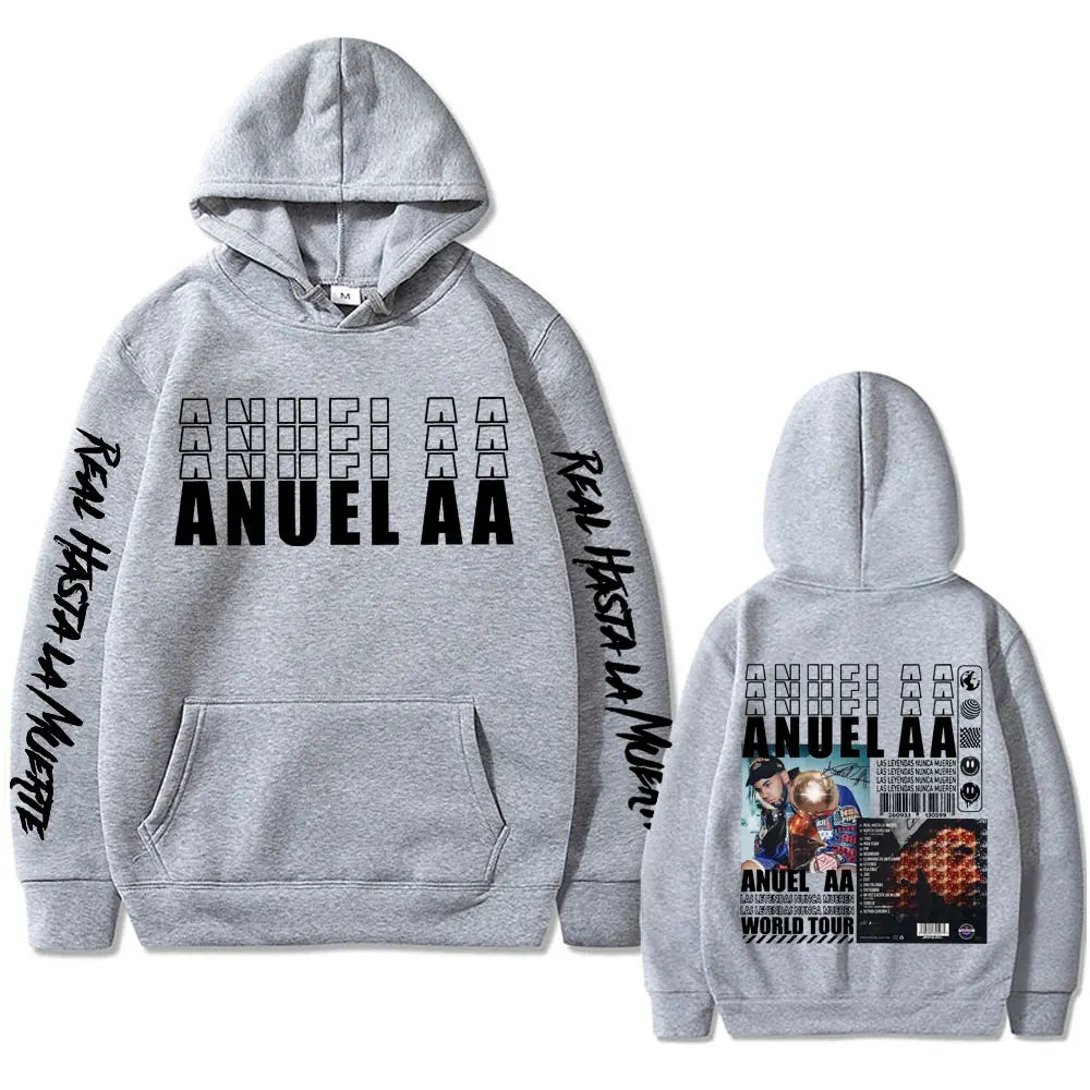 Famous Anuel AA Sweatshirt Las Leyendas Nunca Mueren World Tour Hoodie Men's Hip Hop Fashion Tracksuit Male Oversized Hoodies