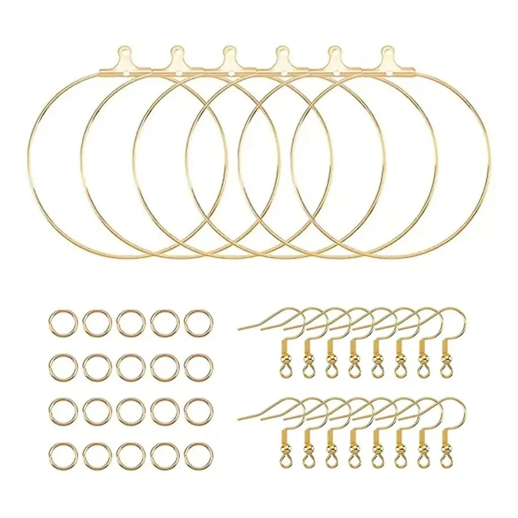 220pcs Earring Making Kit, 60pcs Earring Hooks, 100pcs Open Jump Rings And 100pcs Round Beaded Hoop Earrings Supplies