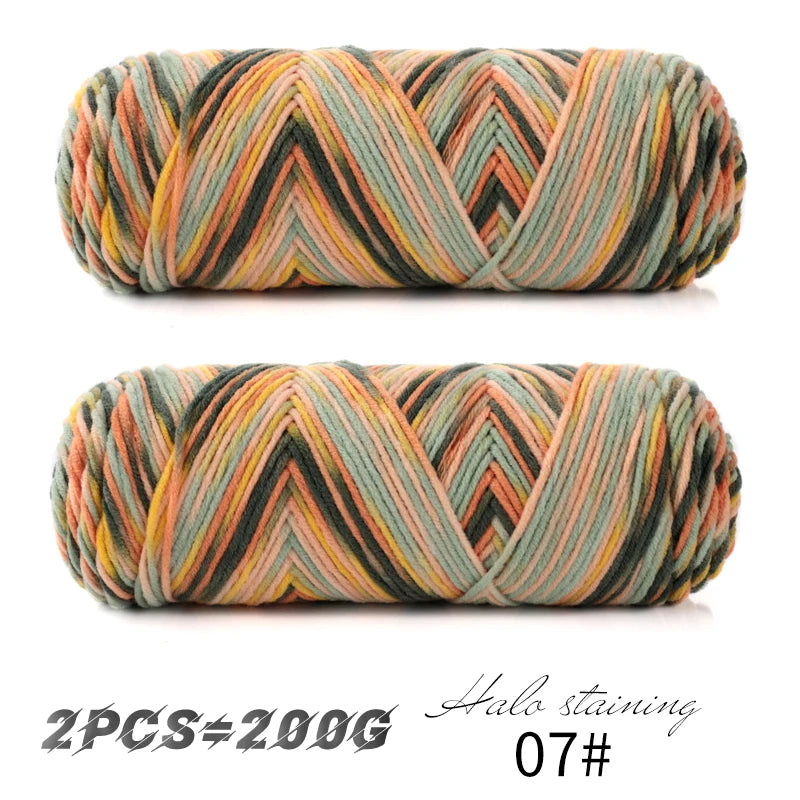 Colorful 5 Strand Dyed Milk Cotton Baby Sweater Yarn for Handmade DIY Woven Scarves and Crochet Projects