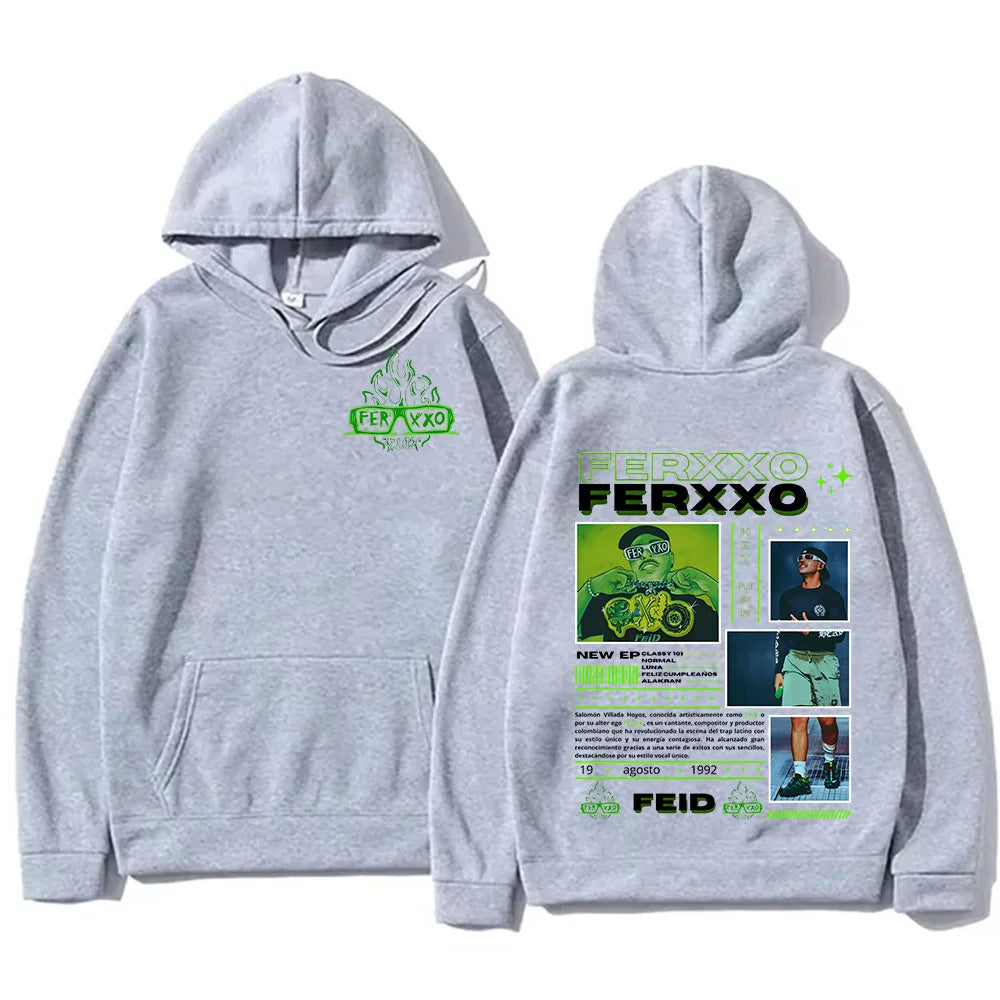 Rapper Feid Ferxxo Hoodies 90s Vintage Hip Hop Style Sweatshirt Unisex Fashion Casual Fleece Hooded New  Aesthetic Streetwear