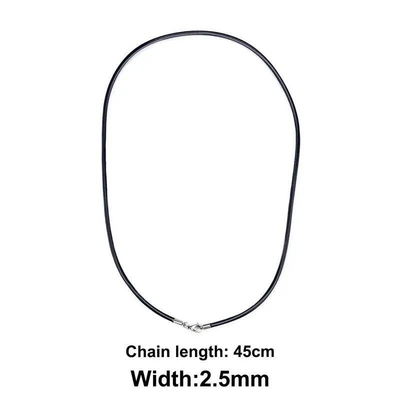 45/50/55/60cm Black Rubber Leather Chain Stainless Steel Lobster Buckle DIY Necklace Pendant Jewelry Making Handmade Rope