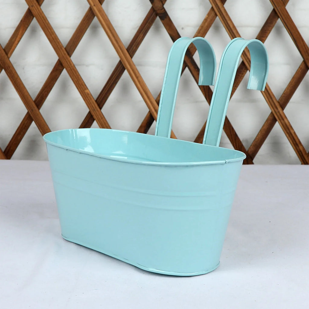 Metal Iron Hanging Flower Pots Balcony Planter with Detachable Hook, Durable Herb Pots Perfect for Fence Home Decor