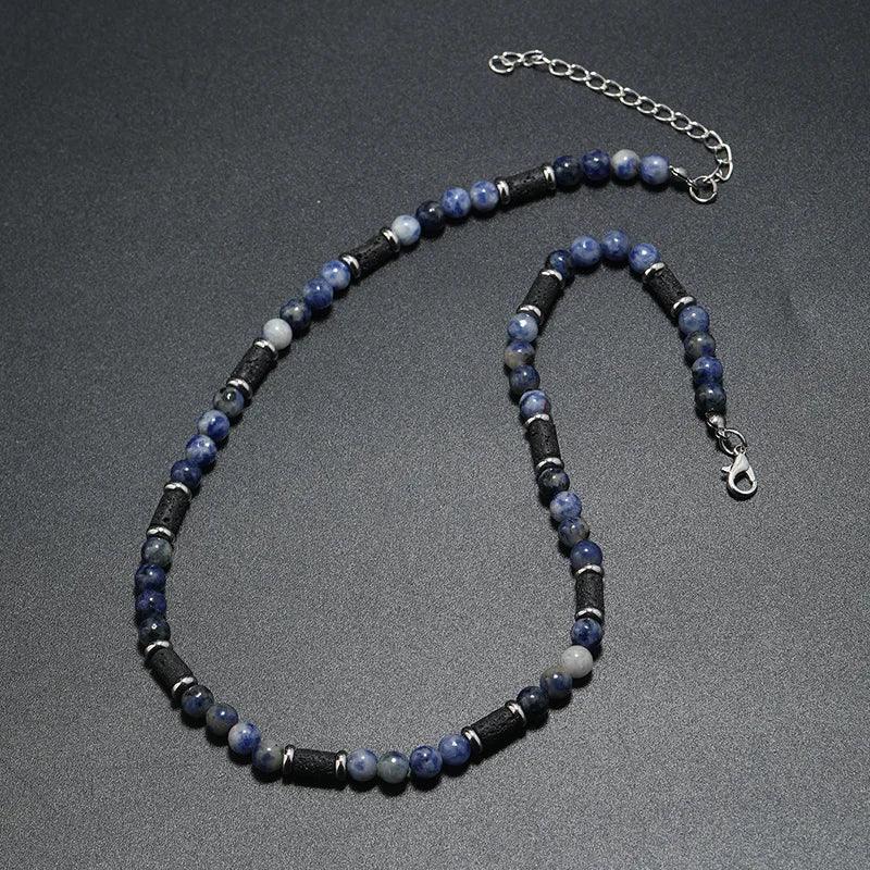 New Bohemian Men's Beaded Necklace Tiger Stone Natural Stone Fashion Trend Design Minimalist Necklace Commemorative Gift