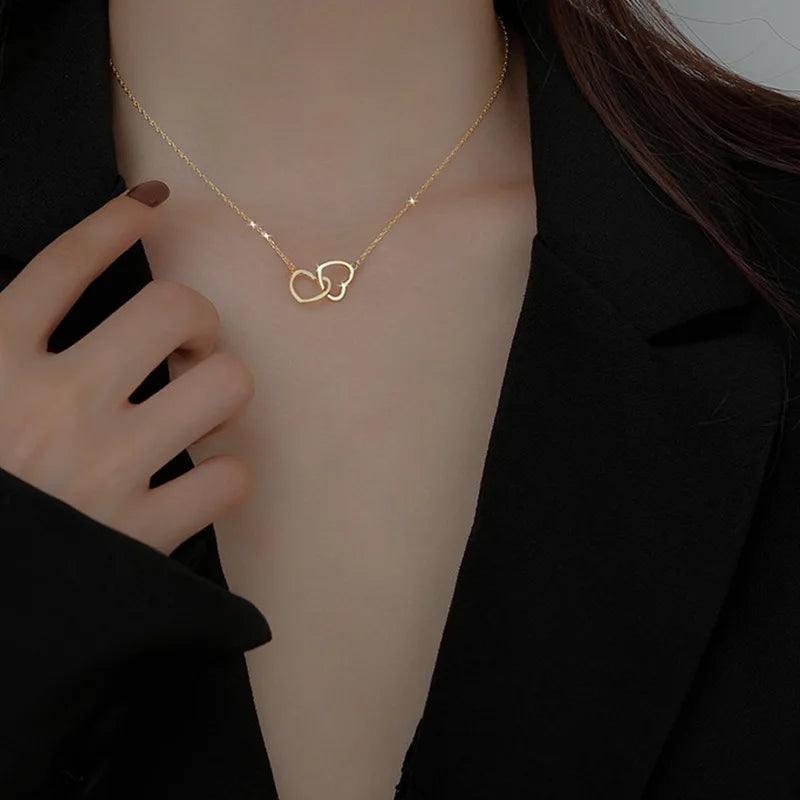 Fashionable Geometric Ring Zircon Temperament Necklace Simple and Niche Temperament Personalized Design Sense Necklace